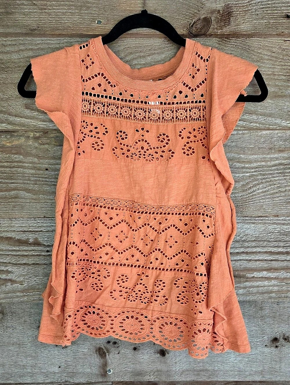 Anthropologie Orange Embroidered Tunic Size XS